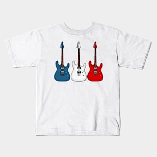 Electric Guitar French Flag Guitarist Musician France Kids T-Shirt